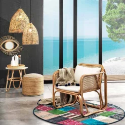 Viadurini Living Teppiche-Runder Ethno-Teppich aus farbigem Baumwollstoff - Faser