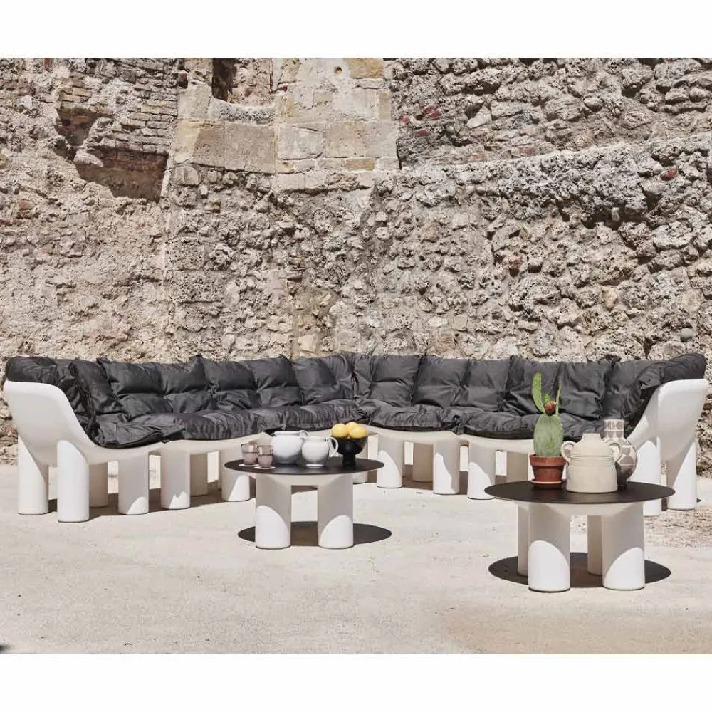 Viadurini in the Garden Garten Beistelltisch-Runder Garten-Couchtisch aus HPL und Polyethylen Made in Italy - Freccia