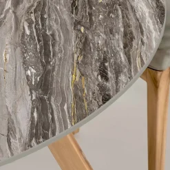 Viadurini in the Garden Gartentische Fest|Gartentische Aus Teakholz-Runder Gartentisch aus Orobico Luxe-Keramik Made in Italy - Pegaso