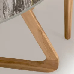 Viadurini in the Garden Gartentische Fest|Gartentische Aus Teakholz-Runder Gartentisch aus Orobico Luxe-Keramik Made in Italy - Pegaso