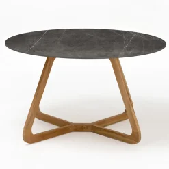 Viadurini in the Garden Gartentische Fest|Gartentische Aus Teakholz-Runder Gartentisch aus Pietra Grey Keramik Made in Italy - Pegaso