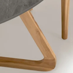 Viadurini in the Garden Gartentische Fest|Gartentische Aus Teakholz-Runder Gartentisch aus Pietra Grey Keramik Made in Italy - Pegaso