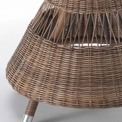 Viadurini in the Garden Gartentische Fest-Runder Gartentisch aus Polyrattan mit Glasplatte - Gigi