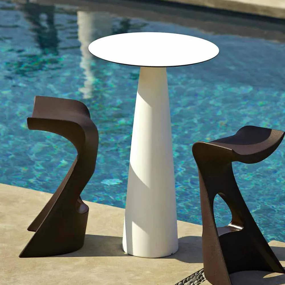 SLIDE Garten Beistelltisch|Runde Tische-Runder Gartentisch aus Polyethylen und HDL Hoplà (H110)