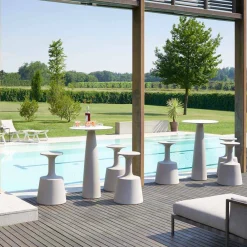 SLIDE Garten Beistelltisch|Runde Tische-Runder Gartentisch aus Polyethylen und HDL Hoplà (H110)