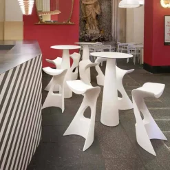 SLIDE Garten Beistelltisch|Runde Tische-Runder Gartentisch aus Polyethylen und HDL Hoplà (H110)