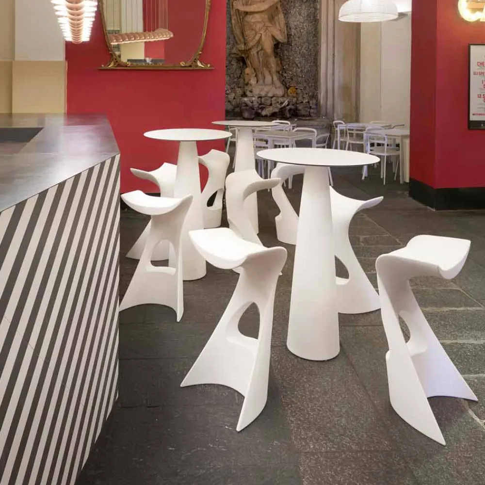 SLIDE Garten Beistelltisch|Runde Tische-Runder Gartentisch aus Polyethylen und HDL Hoplà (H110)