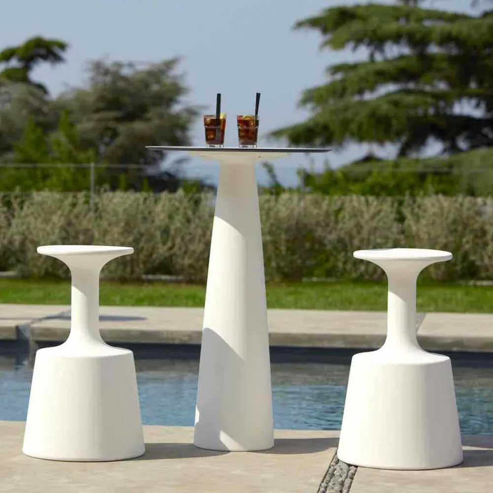 SLIDE Garten Beistelltisch|Runde Tische-Runder Gartentisch aus Polyethylen und HDL Hoplà (H110)