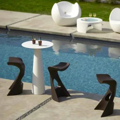 SLIDE Garten Beistelltisch|Runde Tische-Runder Gartentisch aus Polyethylen und HDL Hoplà (H110)