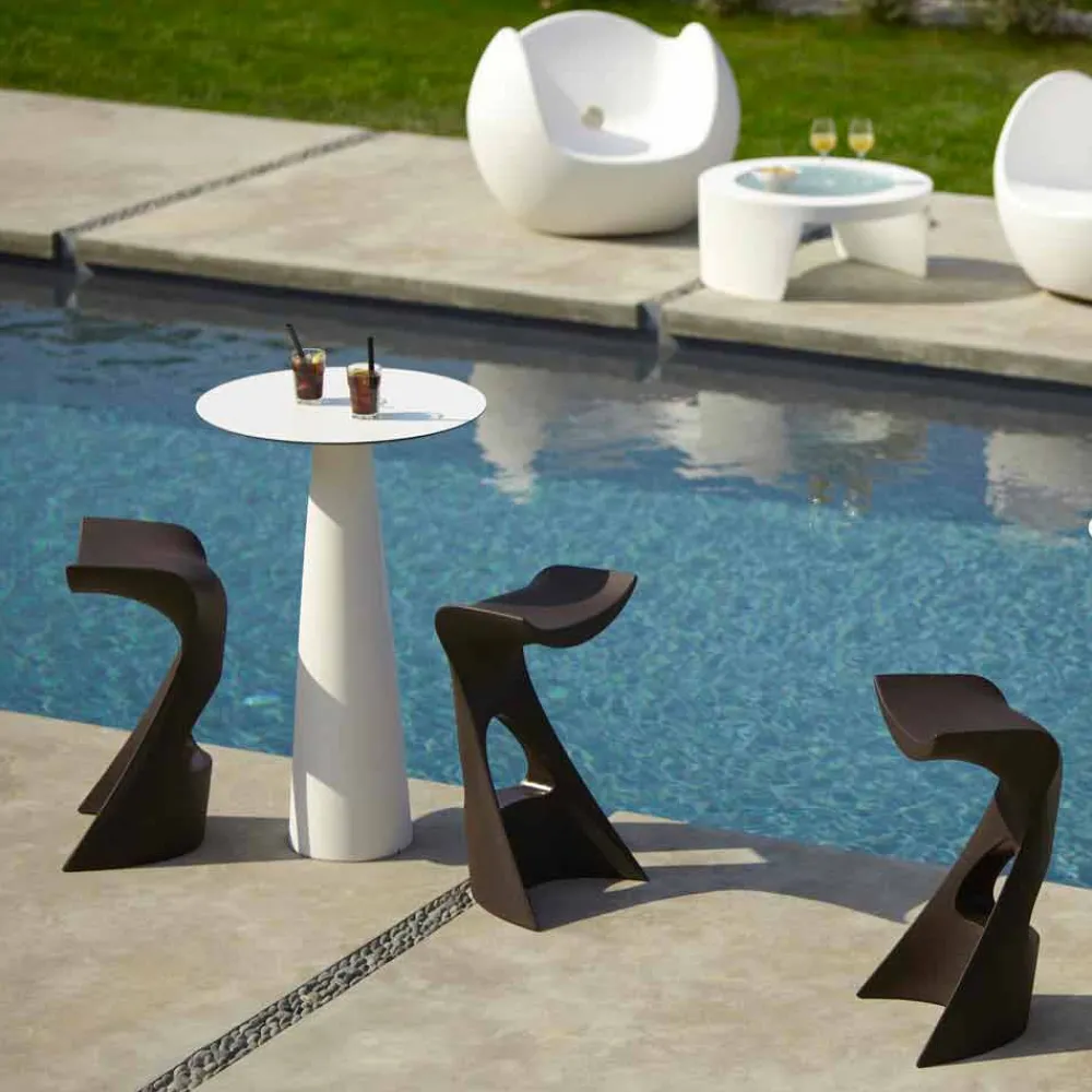 SLIDE Garten Beistelltisch|Runde Tische-Runder Gartentisch aus Polyethylen und HDL Hoplà (H110)