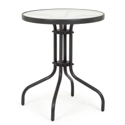 Viadurini in the Garden Garten Beistelltisch-Runder Gartentisch aus Stahl mit Designglasplatte - Purizia