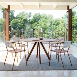 Viadurini in the Garden Gartentische Fest-Runder Gartentisch aus verzinktem Stahl Made in Italy - Brienne