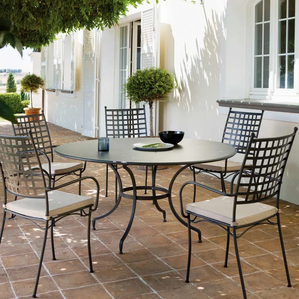 Viadurini in the Garden Gartentische Fest-Runder Gartentisch aus verzinktem Stahl Made in Italy - Sibo