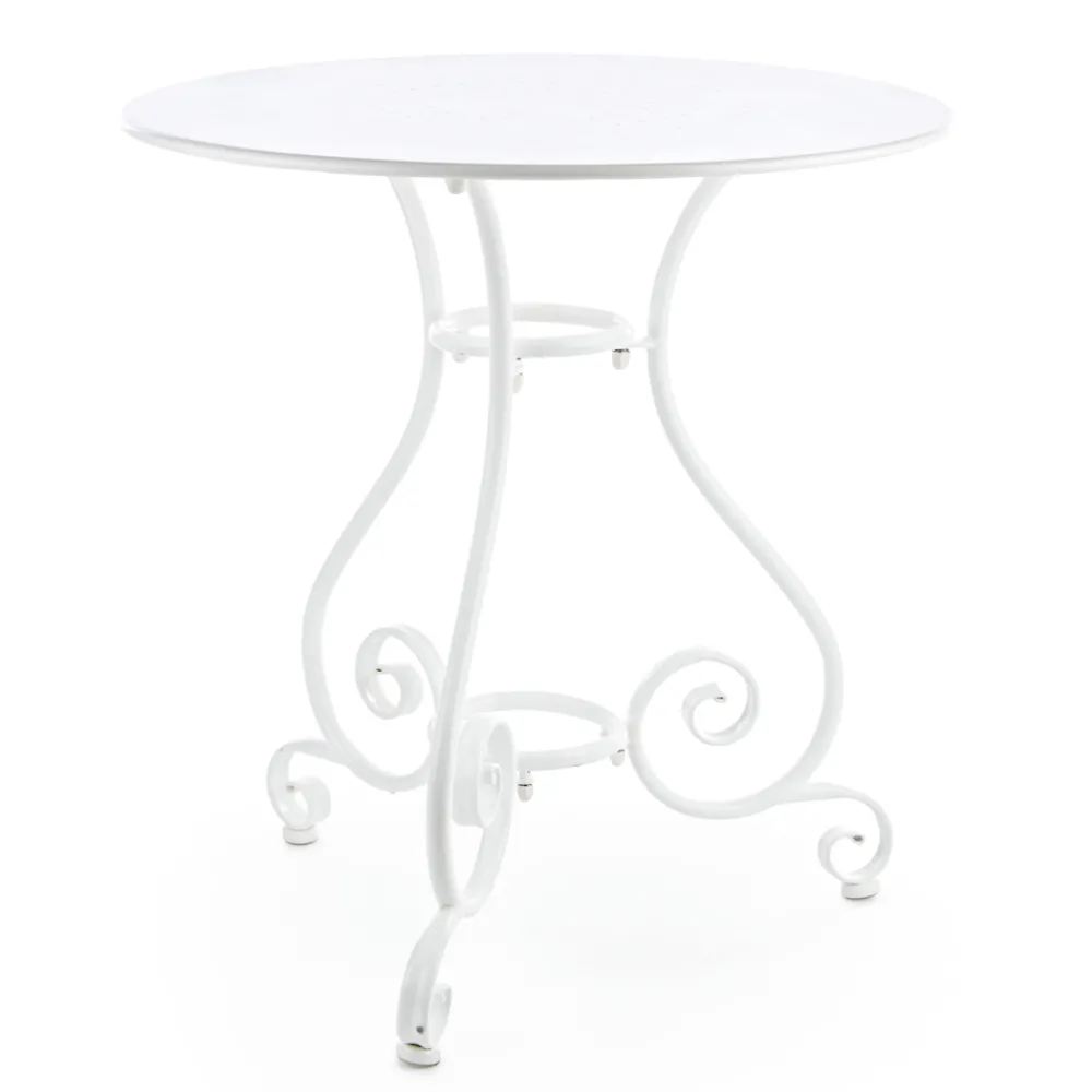 Viadurini in the Garden Gartentische Fest-Runder Gartentisch im Shabby Chich-Stil aus lackiertem Stahl - Charm