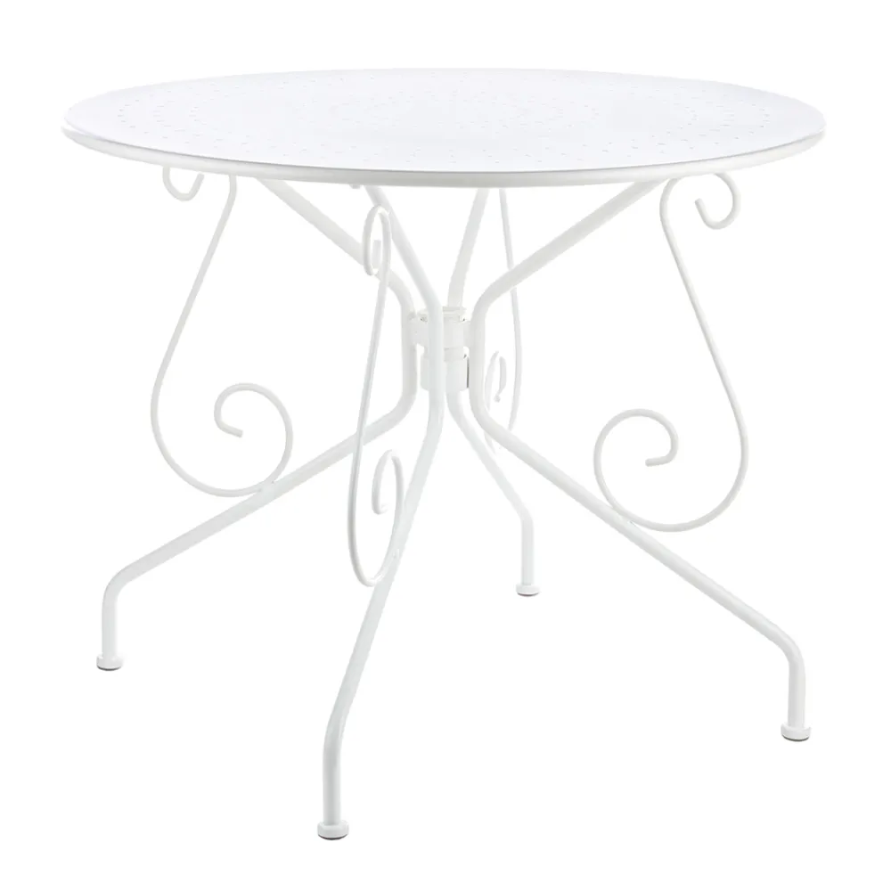 Viadurini in the Garden Gartentische Fest-Runder Gartentisch im Shabby Chich-Stil aus lackiertem Stahl - Charm