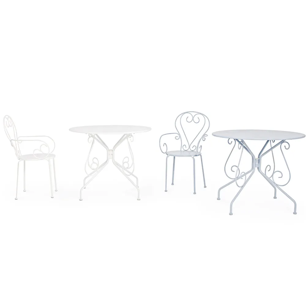 Viadurini in the Garden Gartentische Fest-Runder Gartentisch im Shabby Chich-Stil aus lackiertem Stahl - Charm