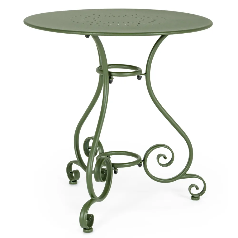 Viadurini in the Garden Gartentische Fest-Runder Gartentisch im Shabby Chich-Stil aus lackiertem Stahl - Charm