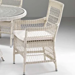 Viadurini in the Garden Gartentische Fest-Runder Gartentisch mit 4 Sesseln mit Armlehnen - Gigi