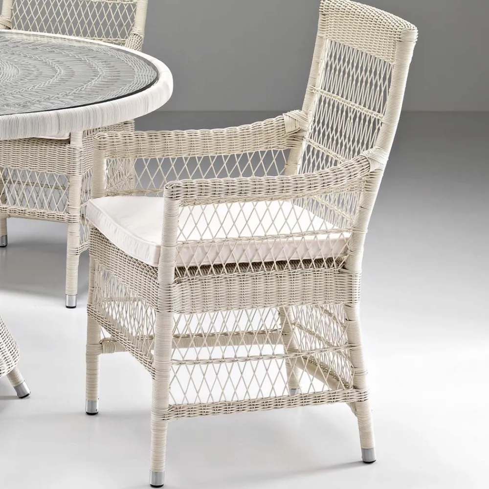 Viadurini in the Garden Gartentische Fest-Runder Gartentisch mit 4 Sesseln mit Armlehnen - Gigi