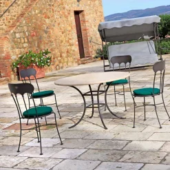 Viadurini in the Garden Gartentische Fest-Runder Gartentisch mit Travertinplatte Made in Italy - Schottland