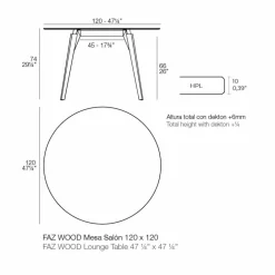 Vondom Moderne Couchtische-Runder hölzerner Couchtisch und HPL-Platte in 2 Größen - Faz Wood von
