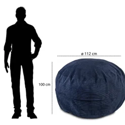 Viadurini Living Sitzsäcke|Sitzsäcke-Runder Hocker für Wohnzimmer aus abnehmbarem und waschbarem blauem Samt - Mora