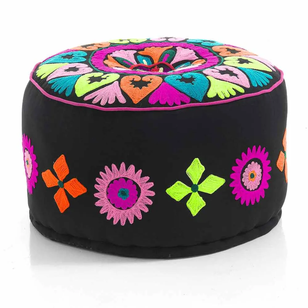 Viadurini Living Sitzsäcke|Sitzsäcke-Runder Hocker im Ethno - Design aus Patchwork - Stoff oder Samt - Faser