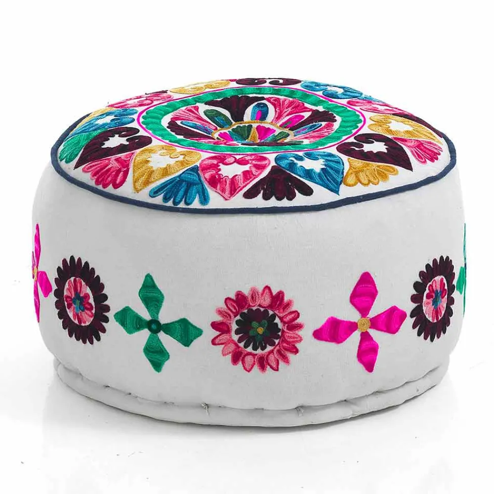 Viadurini Living Sitzsäcke|Sitzsäcke-Runder Hocker im Ethno - Design aus Patchwork - Stoff oder Samt - Faser