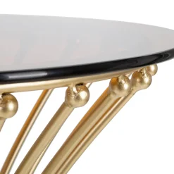 Viadurini Living Moderne Couchtische-Runder hoher Couchtisch aus goldenem Eisen mit Kugeln und Rauchglasplatte - Dexter