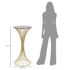 Viadurini Living Moderne Couchtische-Runder hoher Couchtisch aus goldenem Eisen mit Kugeln und Rauchglasplatte - Dexter