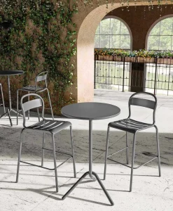 Viadurini in the Garden Garten Beistelltisch-Runder hoher Tisch im Freien aus Metall und Blech Made in Italy - Baldric