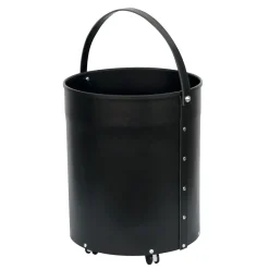 Viadurini Fire Design Kaminholzständer Aus Leder Und Kunstleder-Runder Holzscheithalter aus Öko-Leder mit Rädern, hergestellt in Italien – Chamäleon