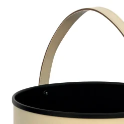 Viadurini Fire Design Kaminholzständer Aus Leder Und Kunstleder-Runder Holzscheithalter aus Öko-Leder mit Rädern, hergestellt in Italien – Chamäleon