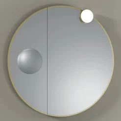 Viadurini Bathroom Badspiegel-Runder Holzspiegel und Vergrößerungsspiegel, hergestellt in Italien – Marie