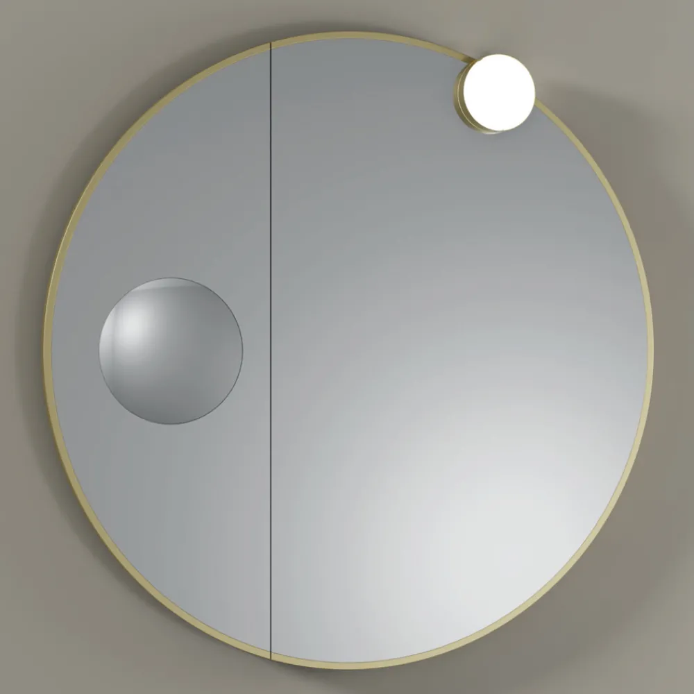 Viadurini Bathroom Badspiegel-Runder Holzspiegel und Vergrößerungsspiegel, hergestellt in Italien – Marie