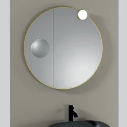 Viadurini Bathroom Badspiegel-Runder Holzspiegel und Vergrößerungsspiegel, hergestellt in Italien – Marie