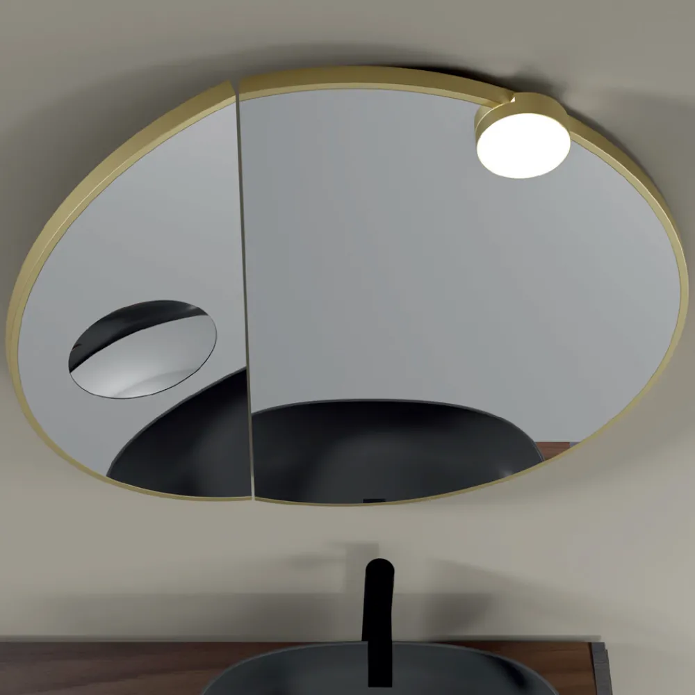 Viadurini Bathroom Badspiegel-Runder Holzspiegel und Vergrößerungsspiegel, hergestellt in Italien – Marie