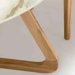 Viadurini in the Garden Gartentische Fest|Gartentische Aus Teakholz-Runder Keramiktisch für den Außenbereich Calacatta Hermitage Made in Italy - Pegaso