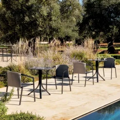 Viadurini in the Garden Garten Beistelltisch-Runder Liegetisch mit 3 Aluminiumbeinen 2 Farben - Filomena