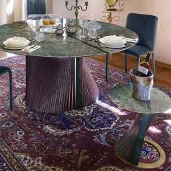 Viadurini Living Moderne Couchtische-Runder Luxus-Couchtisch aus Gres und Esche Made in Italy - Bering