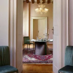 Viadurini Living Runde Tische|Esstische-Runder Luxus-Esstisch aus poliertem Steinzeug und Holz Made in Italy - Madame