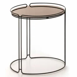 Viadurini Living Moderne Couchtische-Runder Metall-Couchtisch mit Glasplatte Made in Italy - George