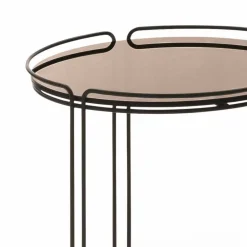 Viadurini Living Moderne Couchtische-Runder Metall-Couchtisch mit Glasplatte Made in Italy - George