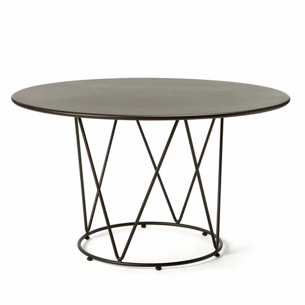 Viadurini in the Garden Gartentische Fest-Runder moderner Tisch im Freien aus lackiertem Metall Made in Italy - Ibra