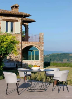 Viadurini in the Garden Gartentische Fest-Runder moderner Tisch im Freien aus lackiertem Metall Made in Italy - Ibra