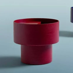 Viadurini Living Moderne Couchtische-Runder Nachttisch in modernem Design aus bordeauxrotem oder blauem Holz – Vinnie