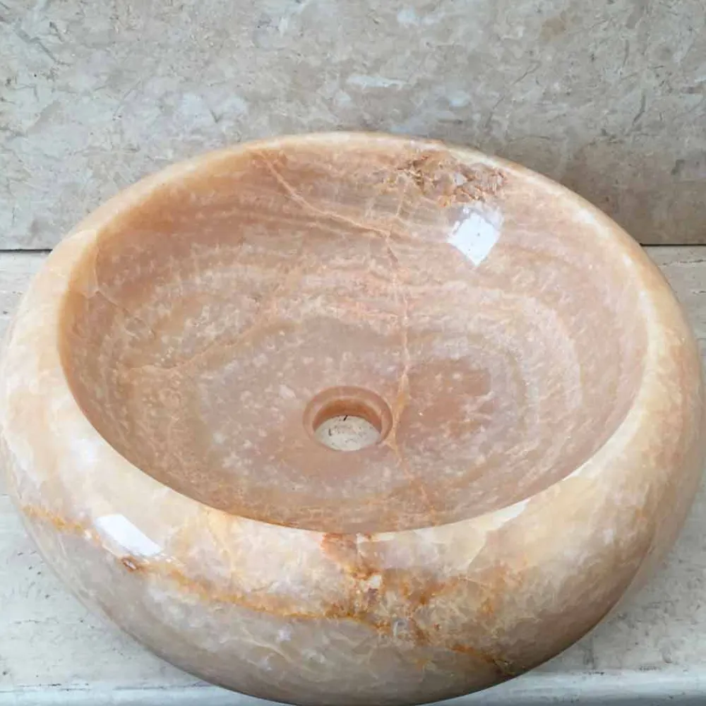 Viadurini Bathroom Steinwaschbecken-Runder Onyx-Aufsatzbecken Arlie im modernen Design, handgefertigtes Waschbecken