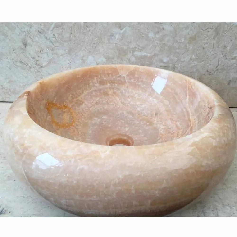 Viadurini Bathroom Steinwaschbecken-Runder Onyx-Aufsatzbecken Arlie im modernen Design, handgefertigtes Waschbecken