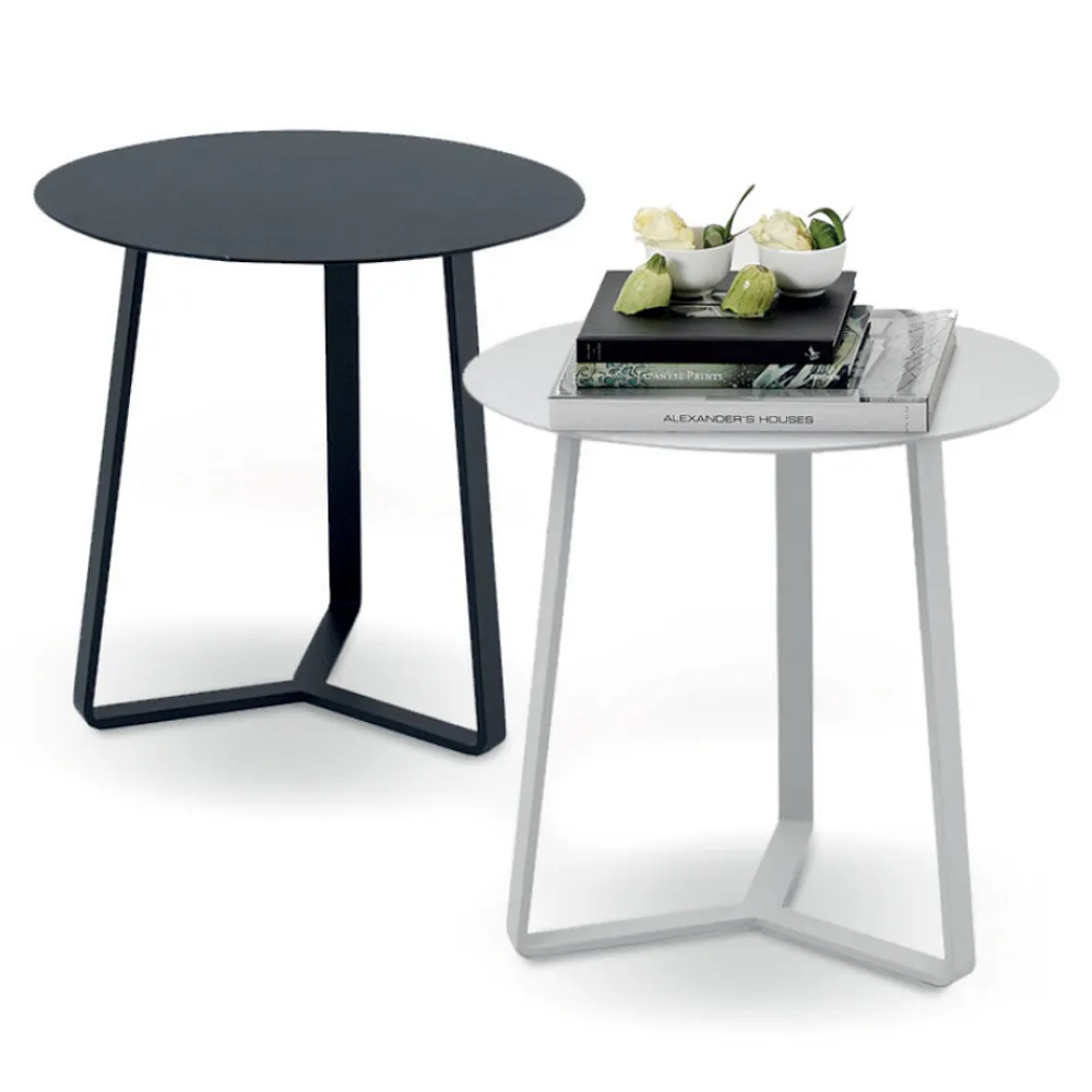 Viadurini in the Garden Garten Beistelltisch-Runder Outdoor-Couchtisch aus epoxidpulverbeschichtetem Aluminium - Mitch