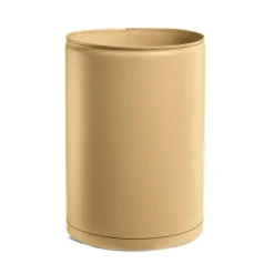 Viadurini Leather Bürozubehör-Runder Papierkorb aus gelbem Leder, hergestellt in Italien – Sky